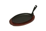from AMETHYST CATERING LTD/COOKWARE. Cast iron sizzler,quality wood base & lifter 9.5 length.