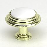 1 1/4'' Dia Polished Brass/White Ceramic Knob