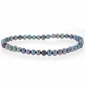 Genuine Freshwater Cultured Black Pearl 4mm Stretch Bracelet by SilverSpeck.com