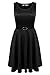 Meaneor Women Sleeveless Belted Pleated Flared Plus Size Skater Swing Dress Top