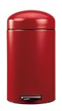 Brabantia Retro Pedal Bin, 12 litre, Plastic Bucket, Deep Red