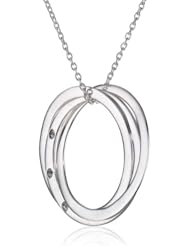 Sterling Silver Three Ring Crystal Accent Pendant Necklace 18"