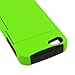 Wydan CoverON® Hybrid Dual Layer Case with Credit Card Holder for iPhone 5 5s - Neon Green Hard Black Soft Silicone for Apple
