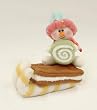 4" Glittery Yellow Plush Candy Snowman On Sled Christmas Ornament #16313