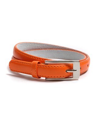 Solid Color Leather Adjustable Skinny Belt, Large (35