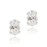 Sterling Silver CZ 6x4mm Oval Stud Earrings