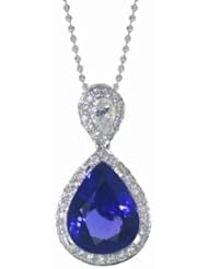 18K White Gold Tanzanite and Diamond Pendant -- LIFETIME WARRANTY