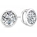 Round Cut Diamond CZ Bezel Silver Basket Set Men