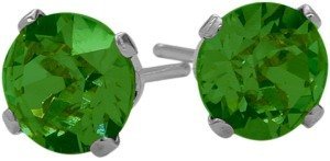 0.90Ct. Created 5mm Round Emerald 14 Karat White Gold Stud Earrings