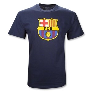 Barcelona Crest Soccer T Shirt (Navy)