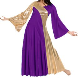 Asymmetrical Bell Sleeve Dress-BRIGHT GOLD-2X