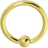 Solid 14KT Yellow Gold 12 Gauge 5/8 Captive Ball Ring 5mm Ball