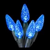 Club Pack of 420 Blue Commercial 70pc LED C6 Christmas Lights - Green Wire