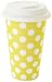 Yedi Houseware Classic Coffee and Tea White Dots 11-Ounce Travel Mug, Yellow