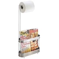 Chrome Brushed Magazine and Toilet Paper Stand (Chrome) (24H x 10.5W x 3.5D)