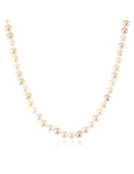 Sterling Silver Natural Pastel Multi-Color Freshwater Cultured Pearl A Grade 6.5-7mm Necklace, 24"