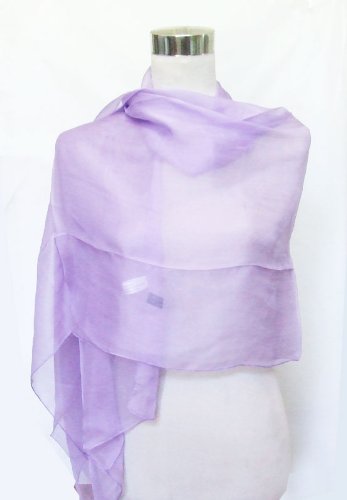 Habutai Purple Lily Silk Long Scarf 26 x 72