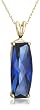 10k Yellow Gold Lab Created Blue Sapphire Pendant
