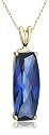 10k Yellow Gold Lab Created Blue Sapphire Pendant