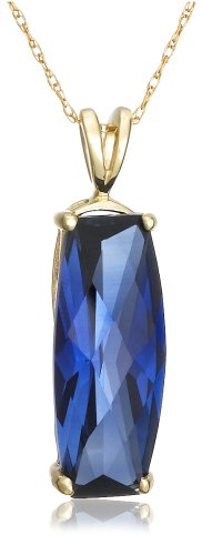 10k Yellow Gold Lab Created Blue Sapphire Pendant