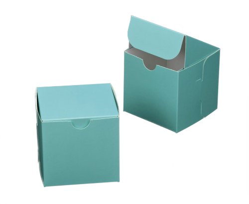 Dress My Cupcake Square Cupcake Box with Lid, Tiffany Blue/White, Set of 100