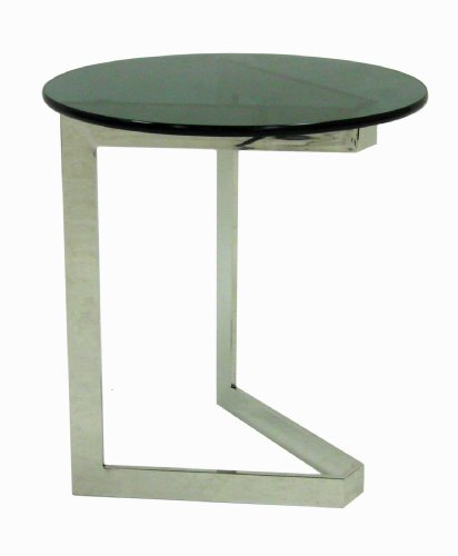 Plutus Stainless Steel End Table with Glass Top Plutus Stainless Steel End Table with Glass Top