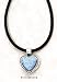 Sterling Silver 16 Inch Lab Blue Opal Heart On Rubber Cord Necklace