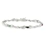 Sterling Silver Genuine Ruby Sapphire Emerald and Diamond Accent Heart Link Bracelet
