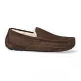 UGG Australia Men’s Ascot Leather Slippers Footwear, Size 11 in Espresso