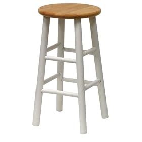 Winsome Wood 24-Inch Beveled Seat Barstool with Natural and White Finish, Set of 2 