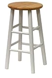 Winsome Wood 24-Inch Beveled Seat Barstool with Natural and White Finish, Set of 2
