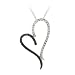 Sterling Silver Black-Diamond Asymmetrical Heart Pendant Necklace