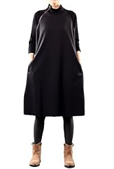  Turtleneck Cotton Elbow Length Sleeves Spring  Dress With a Bow(s)