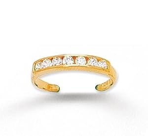 14k Yellow Gold CZ Simple Toe Ring by Diamond Harmony Jewelry