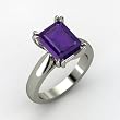 Emerald-Cut Amethyst Ring in 14K White Gold