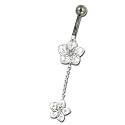 Sterling Silver Hawaiian Dangling Flower Navel Belly Ring