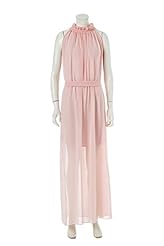 Plus Size Sleeveless Sheer  Above the Knee Chiffon Bridesmaid Dress/Wedding Party Dress/Maxi Dress  With a Ribbon  and Ruffles