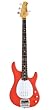Ernie Ball Music Man Classic Collection Sterling 4 String Bass - Single Humbucker Coral Red Finished Birdseye Maple Neck White Pickguard
