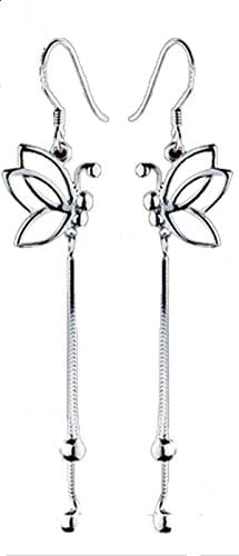 Sterling Silver Butterfly Pendant Long Earrings Super Star Dressing Earrings