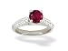 Jewelry : 14K White Gold Round Created Ruby and Diamond Engagement Ring