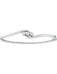 0.25ctw 9.5mm (3/8") Diamond Flower Bangle 14K White Gold
