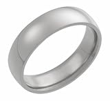 Palladium Domed Heavy Weight Comfort Fit Wedding Band with Polished Finish, 6mm wide