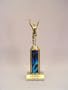 8 Inch Quick Ship Single Column Trophy: Female Achievement Figure, Green Column (Includes Free Engraving)