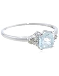 10k Gold, March Birthstone, Aquamarine and Diamond Ring