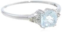 Hot Sale 10k Yellow Gold, March Birthstone, Aquamarine and Diamond Ring, Size 7