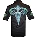 Gemini Skulls, embroidered Biker work shirt, Dragonfly