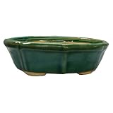 Oval chinese bonsai planter / pot - ceramic, jade green glaze