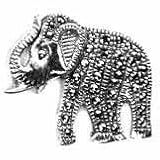 Sterling Silver Genuine Marcasite Stone Elephant Pin