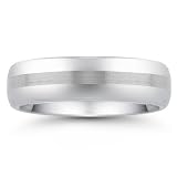 Tungsten Carbide 6mm Satin Stripe Center Comfort Fit Wedding Band (Size 8.5)