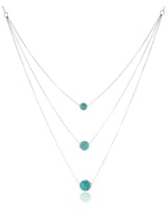 Sterling Silver Faceted Beaded Triple Strand Necklace, 18"+2" Extender